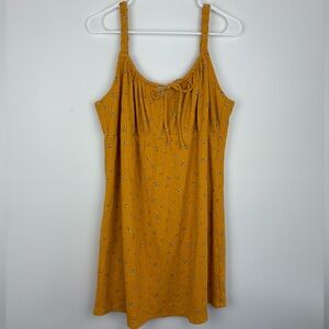 Y2K style Arizona Jean Co Ribbed Dress Gold & Brown Sunflower Print sz XXL